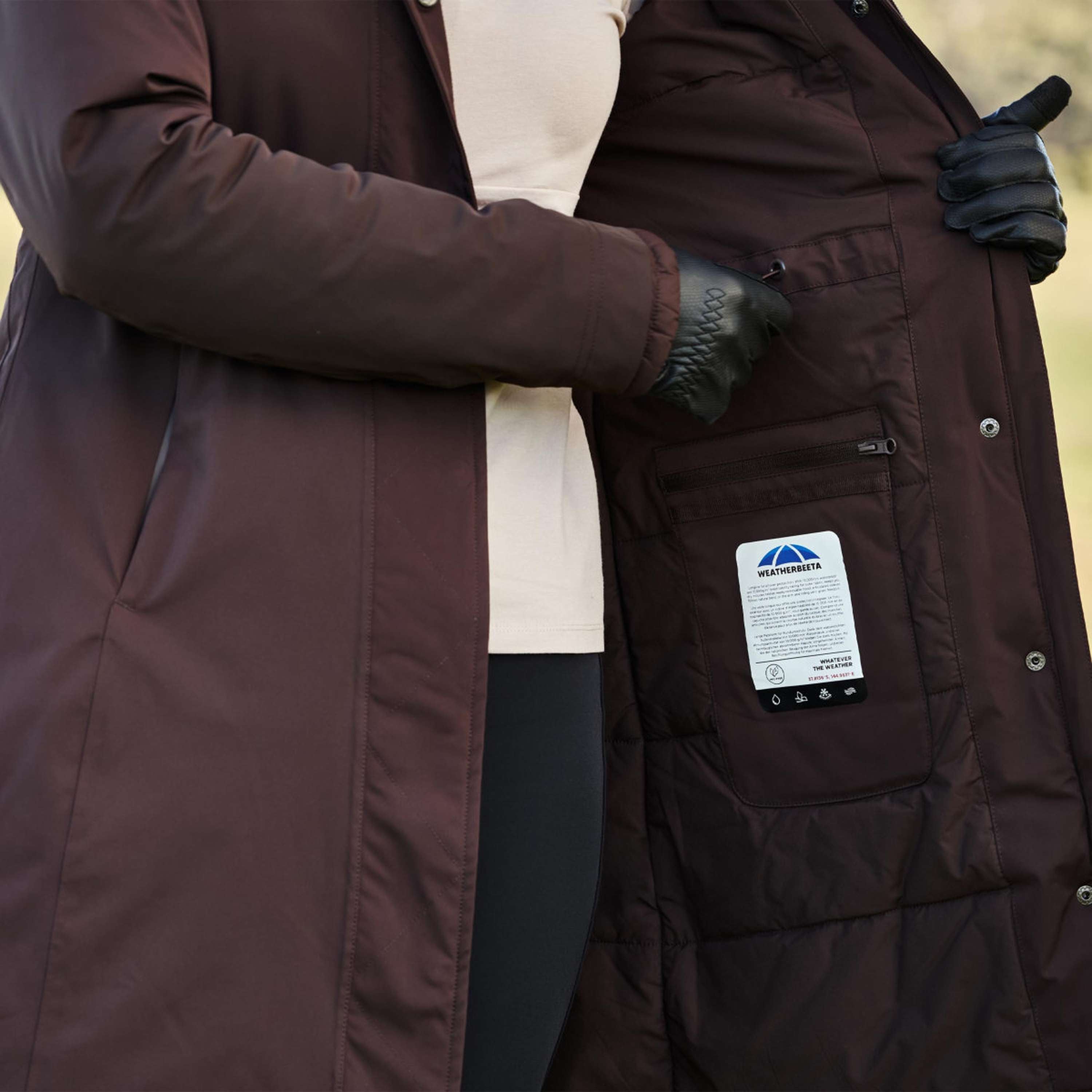 WeatherBeeta Long Coat Protect Waterproof Insulated Longline Espresso