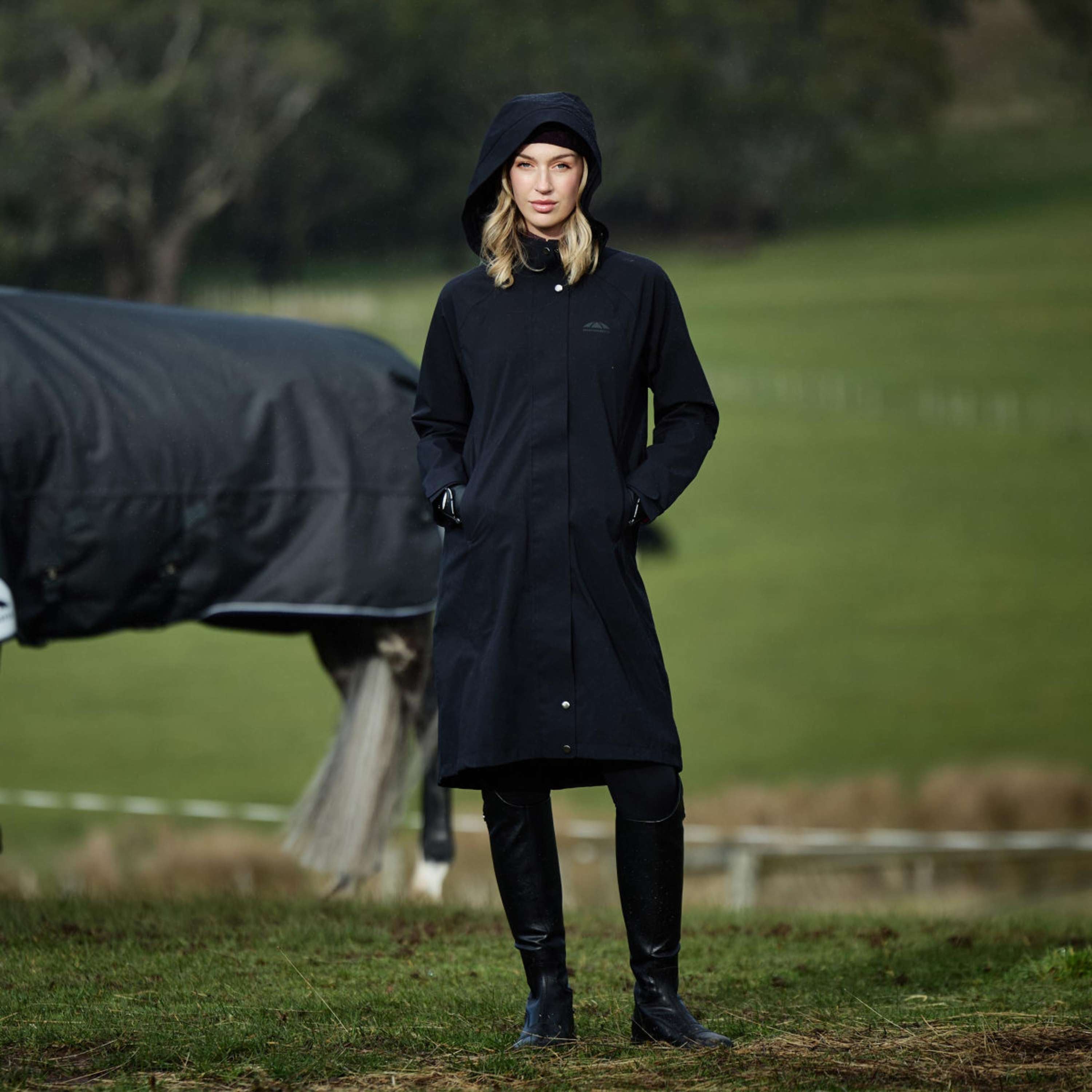 WeatherBeeta Long Coat Windbreaker Reflective Longline Black