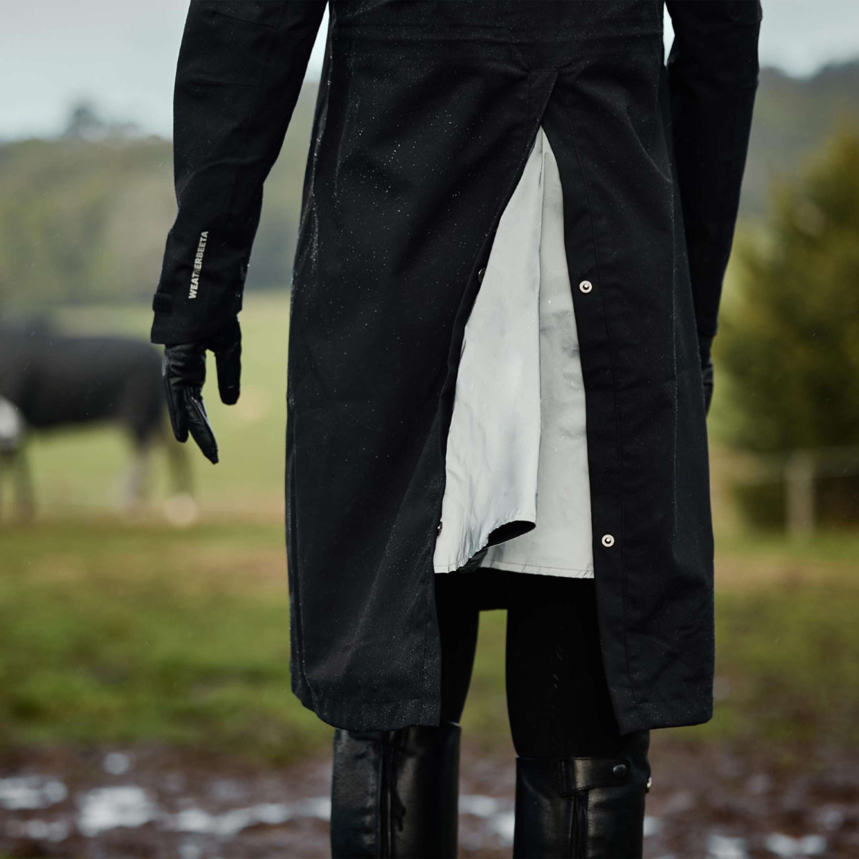 WeatherBeeta Long Coat Windbreaker Reflective Longline Black