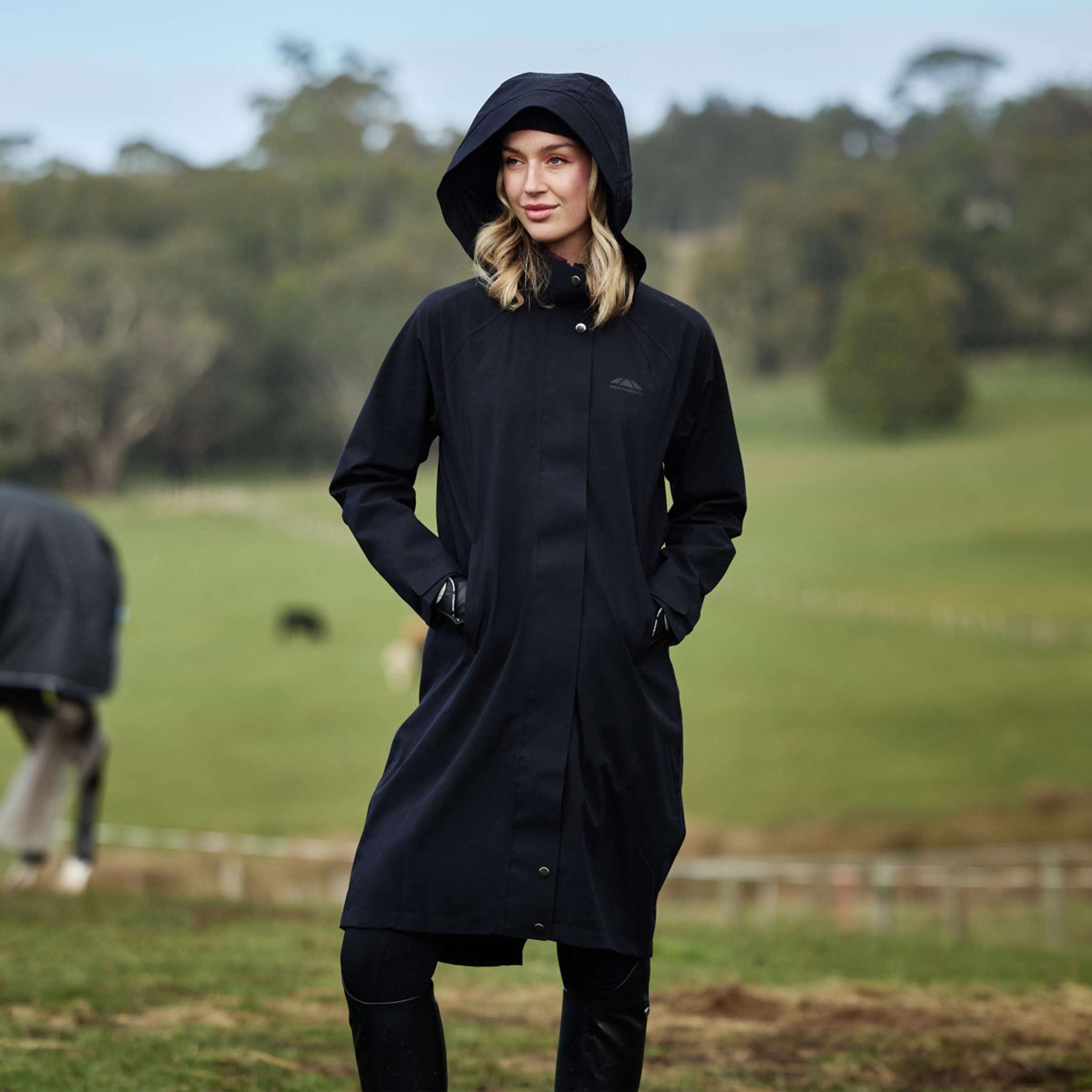 WeatherBeeta Long Coat Windbreaker Reflective Longline Black