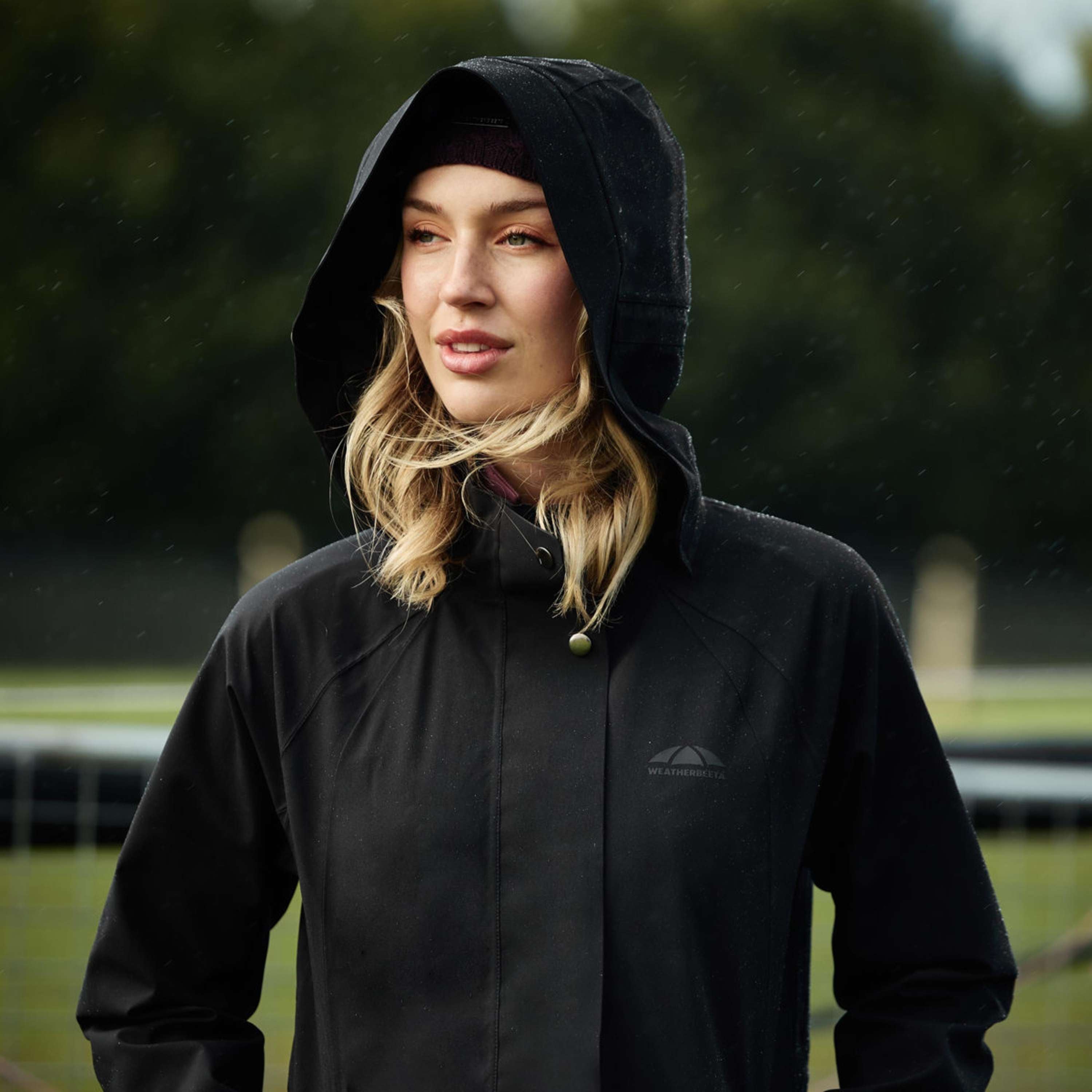WeatherBeeta Long Coat Windbreaker Reflective Longline Black