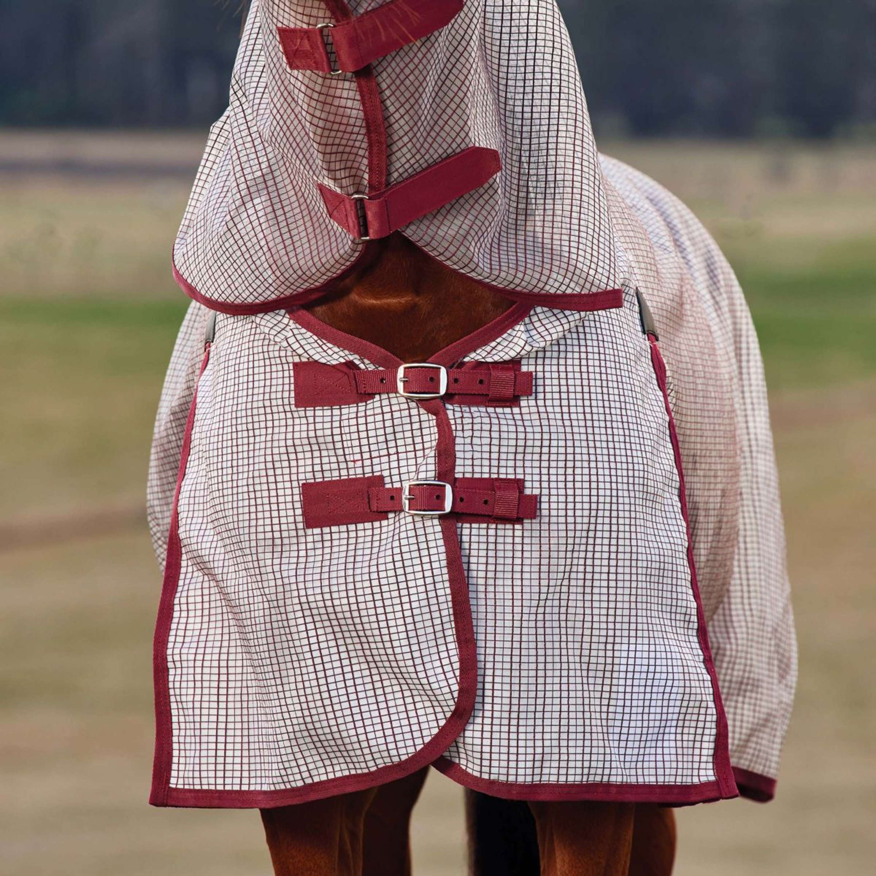WeatherBeeta Fly Rug ComFiTec Ripshield Detach-A-Neck White/Burgundy