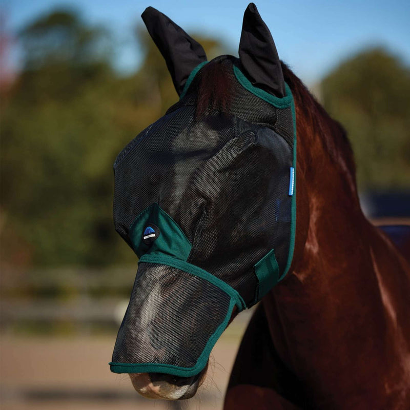 WeatherBeeta Fly Mask ComFiTec Durable with Ears and Nose Black/Forest Green