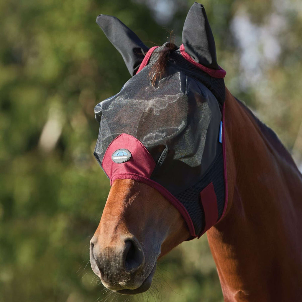 WeatherBeeta Fly Mask ComFiTec Fine with Ears Black/Burgundy