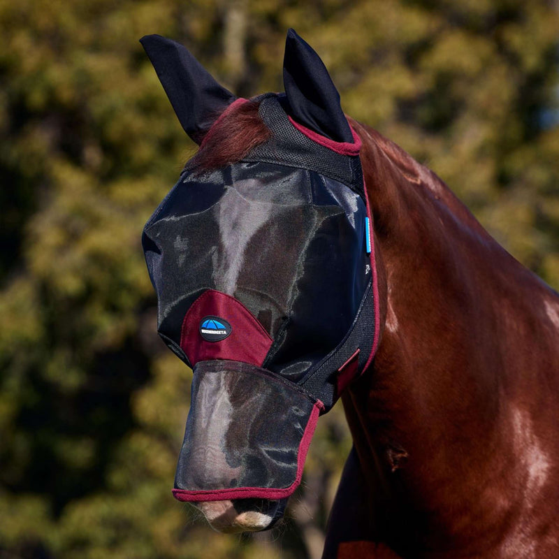 WeatherBeeta Fly Mask ComFiTec Fine with Ears and Nose Black/Burgundy