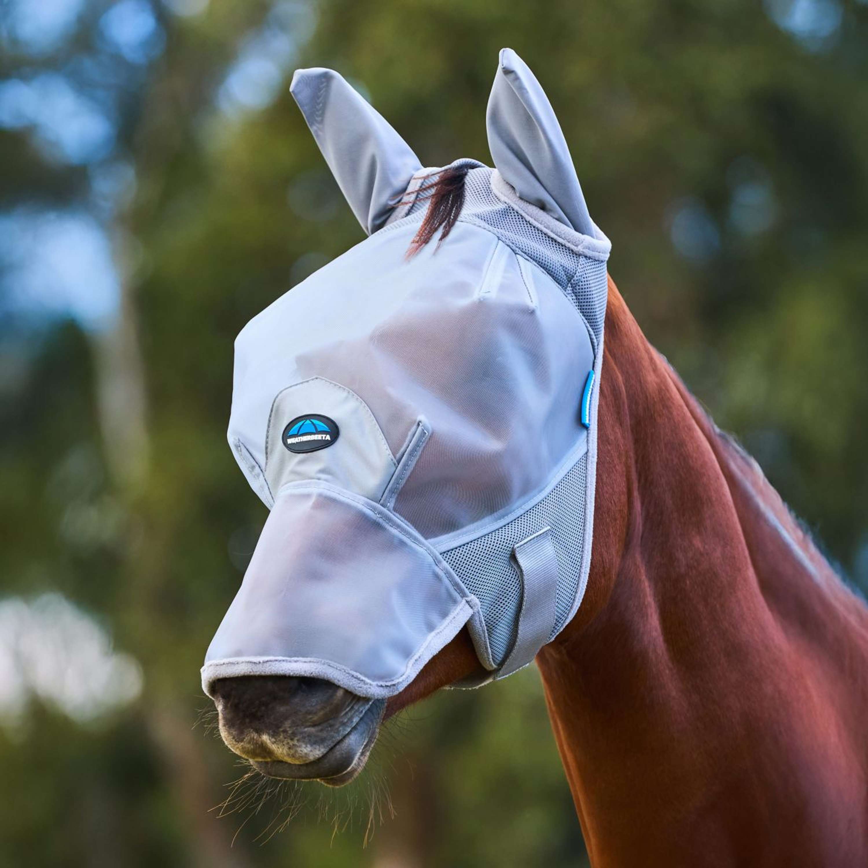 WeatherBeeta Fly Mask ComFiTec Fine with Ears and Nose Grey