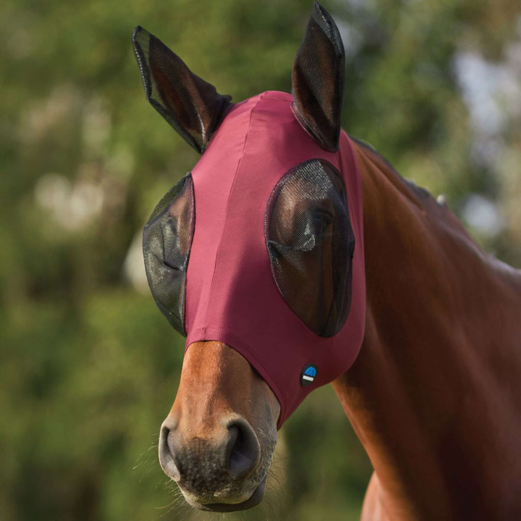 WeatherBeeta Fly Mask ComFiTec Stretch with Ears Burgundy/black