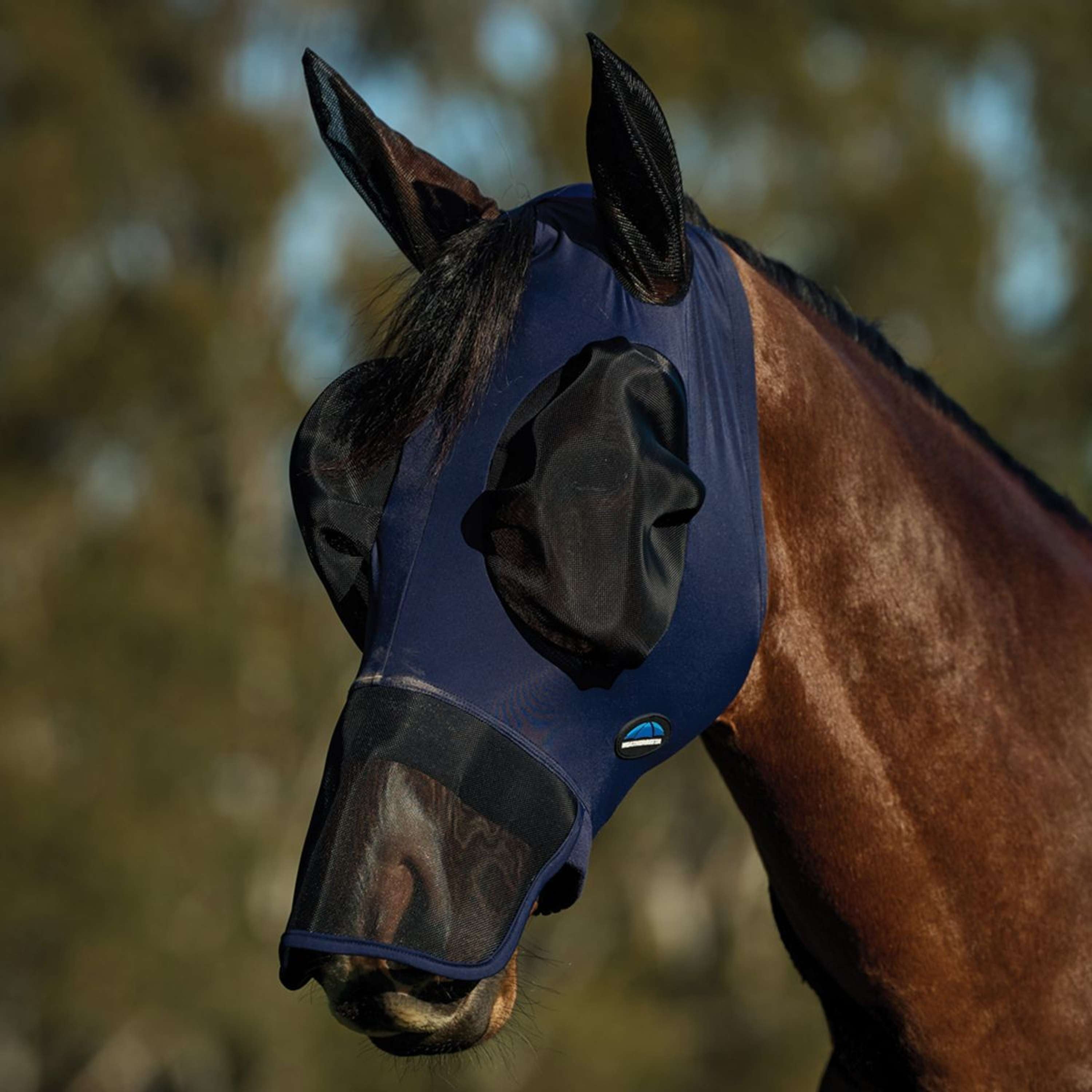 WeatherBeeta Fly Mask ComFiTec Luxe Stretch with Ears and Nose Navy/Black
