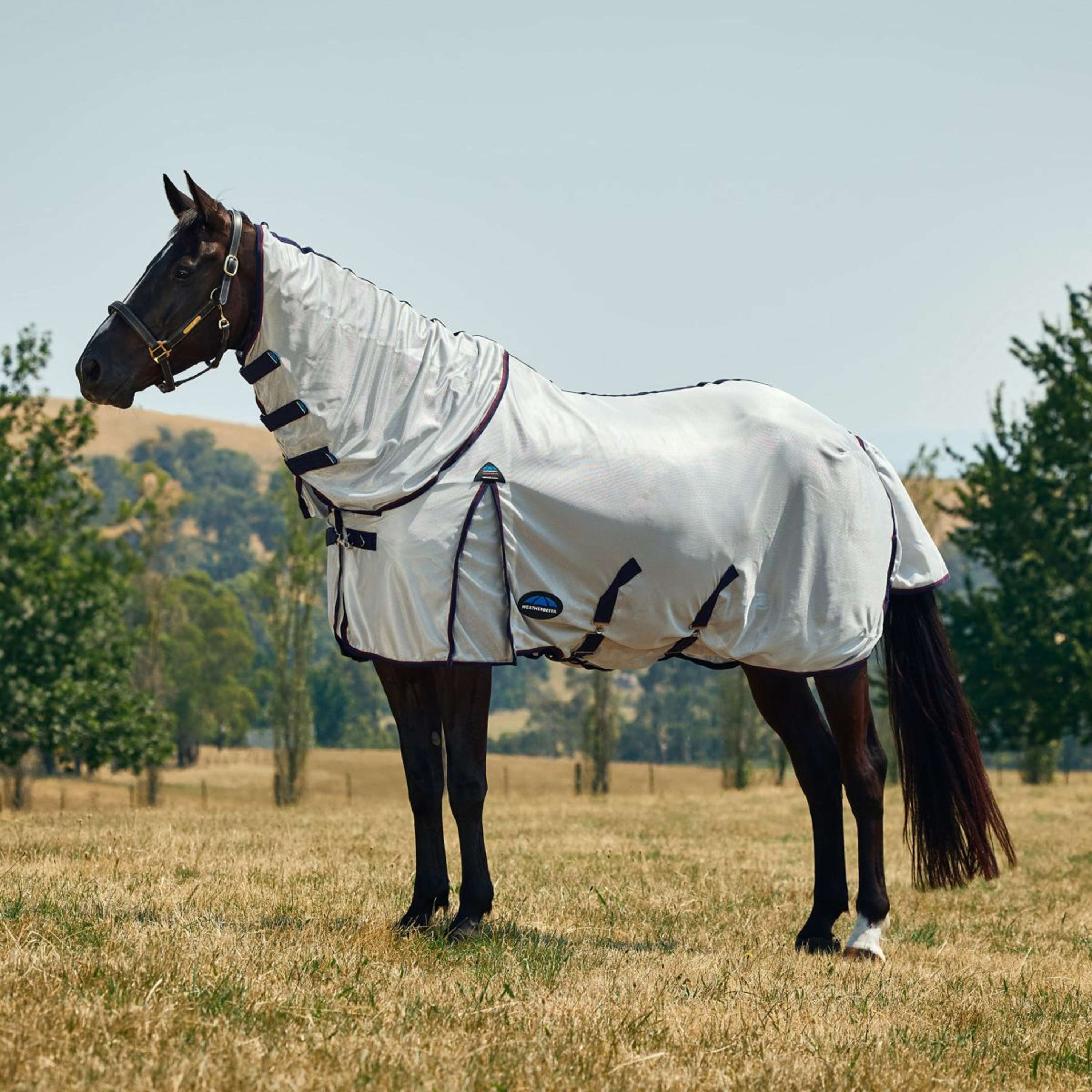 WeatherBeeta Fly Rug ComFiTec Airflow Detach-A-Neck Grey/Navy/Burgundy