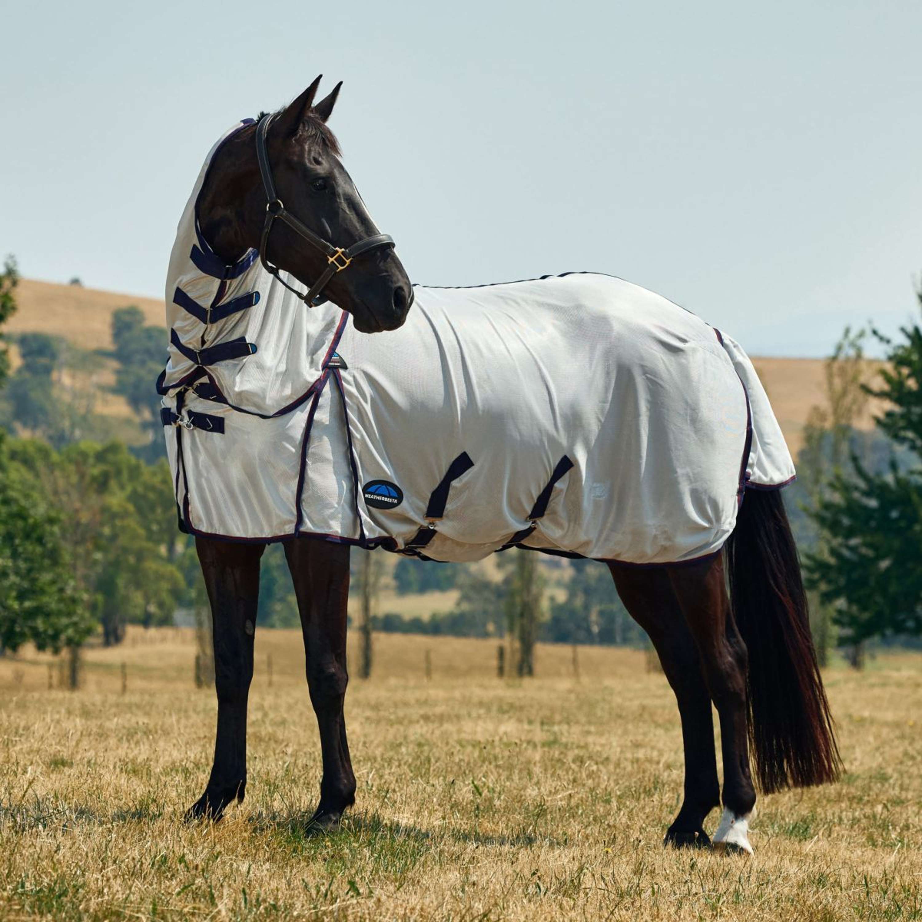 WeatherBeeta Fly Rug ComFiTec Airflow Detach-A-Neck Grey/Navy/Burgundy