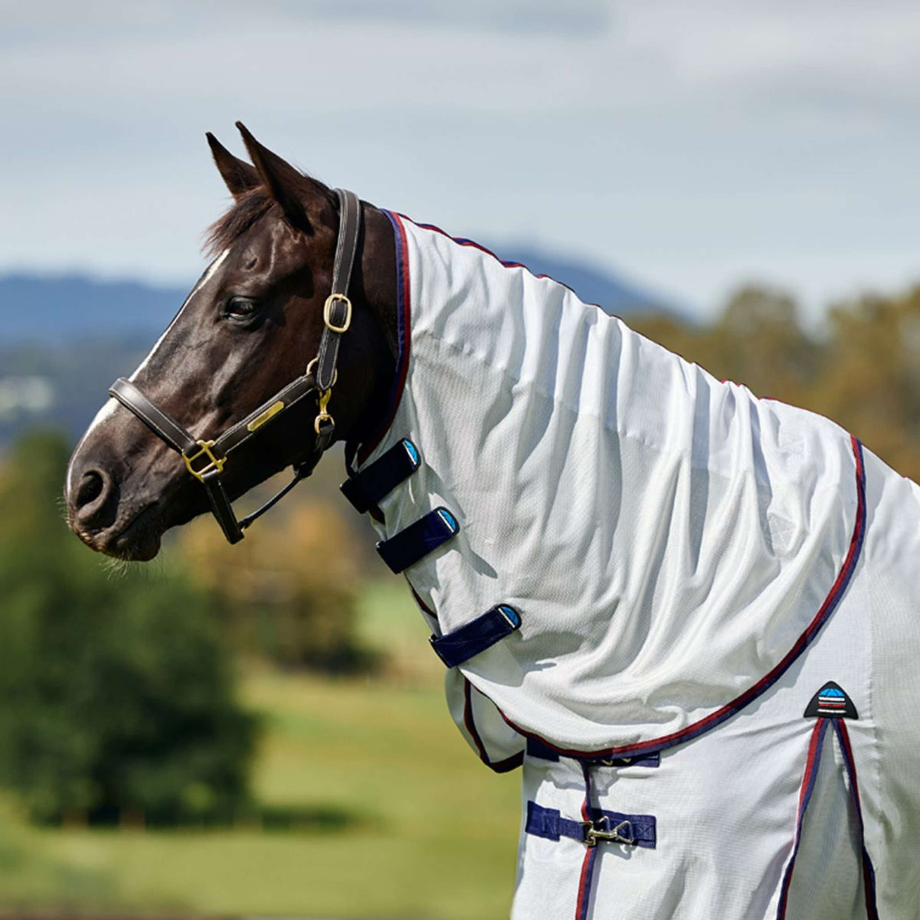 WeatherBeeta Fly Rug ComFiTec Airflow Detach-A-Neck Grey/Navy/Burgundy