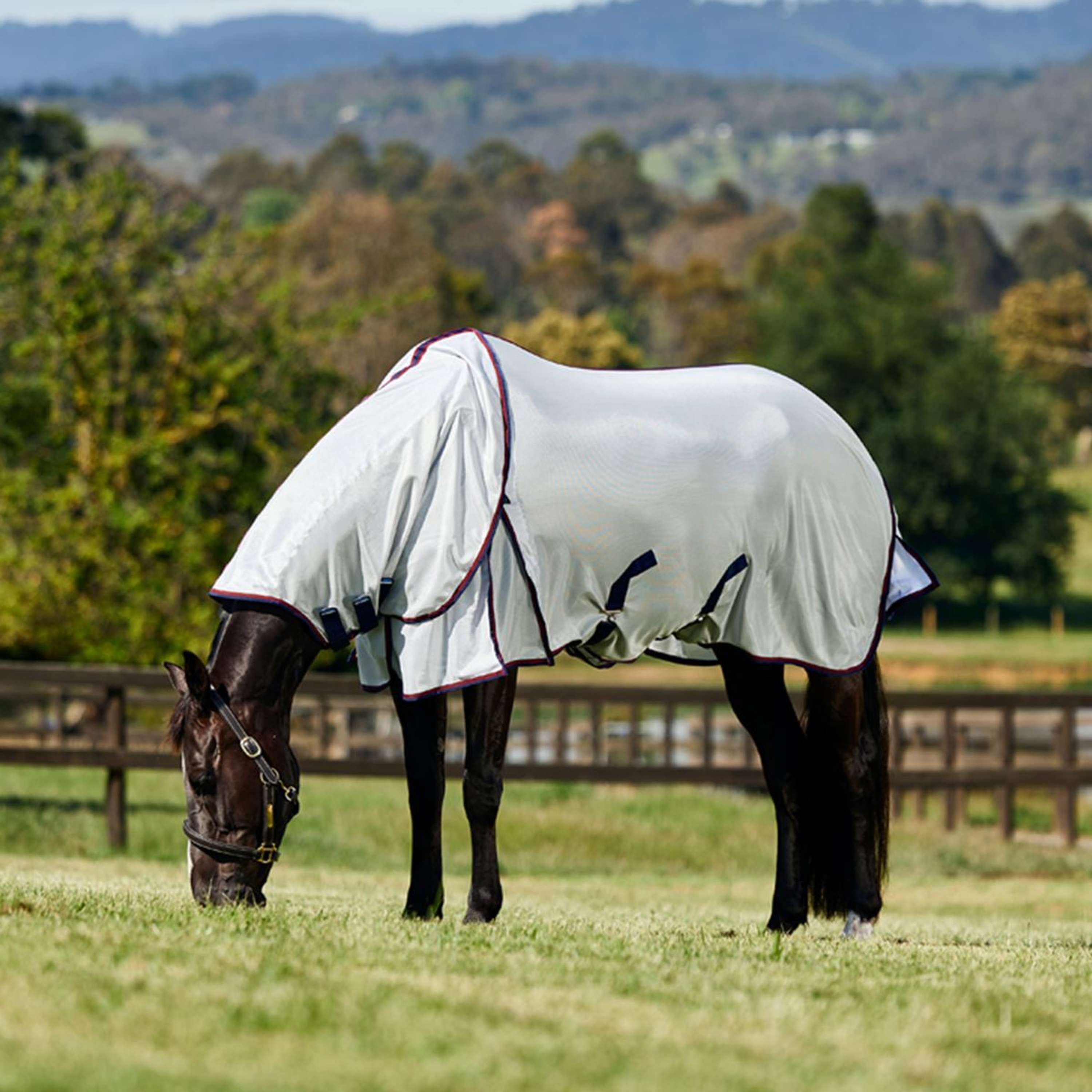 WeatherBeeta Fly Rug ComFiTec Airflow Detach-A-Neck Grey/Navy/Burgundy