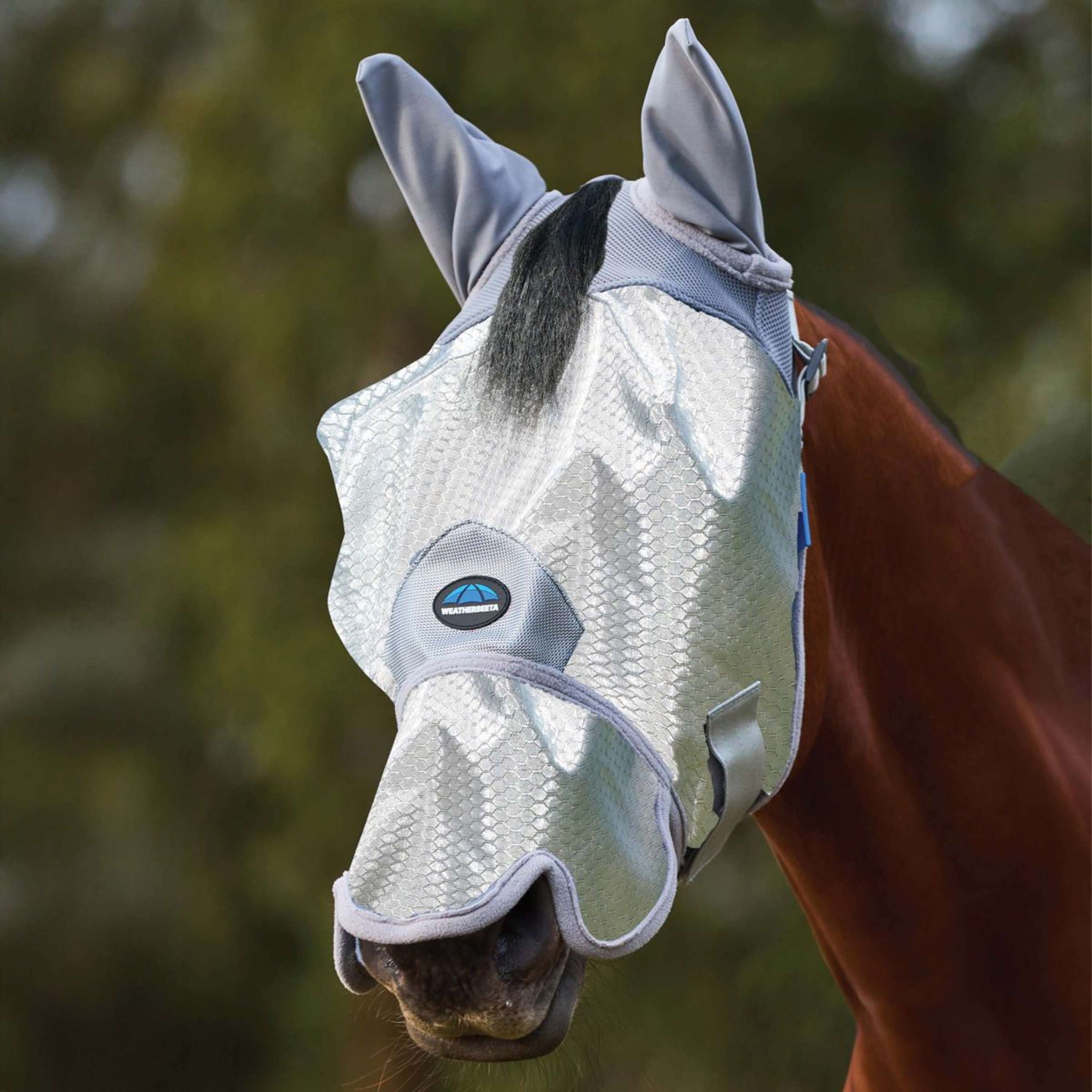 WeatherBeeta Fly Mask ComFiTec Hexi with Ears and Nose Silver