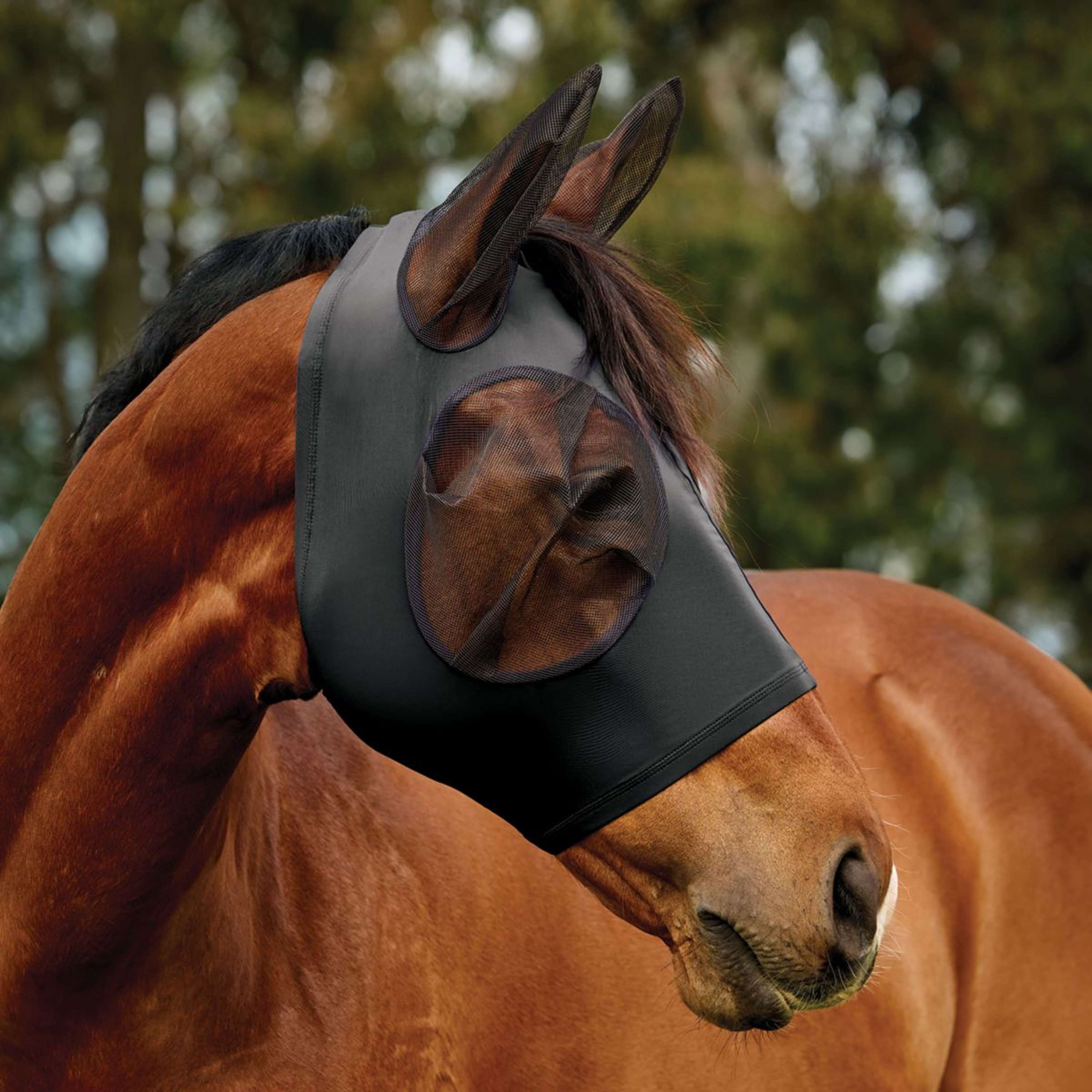 WeatherBeeta Fly Mask ComFiTec Deluxe Stretch with Ears Black/Black