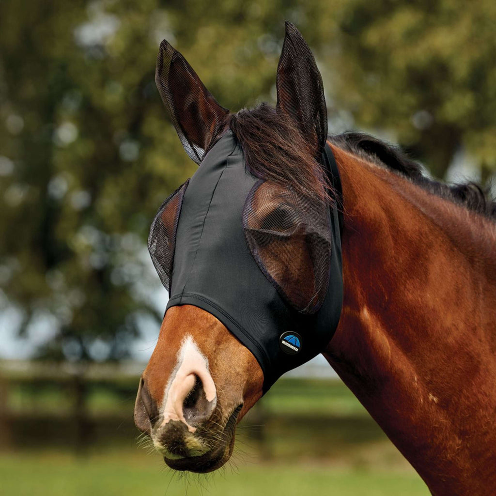 WeatherBeeta Fly Mask ComFiTec Deluxe Stretch with Ears Black/Black