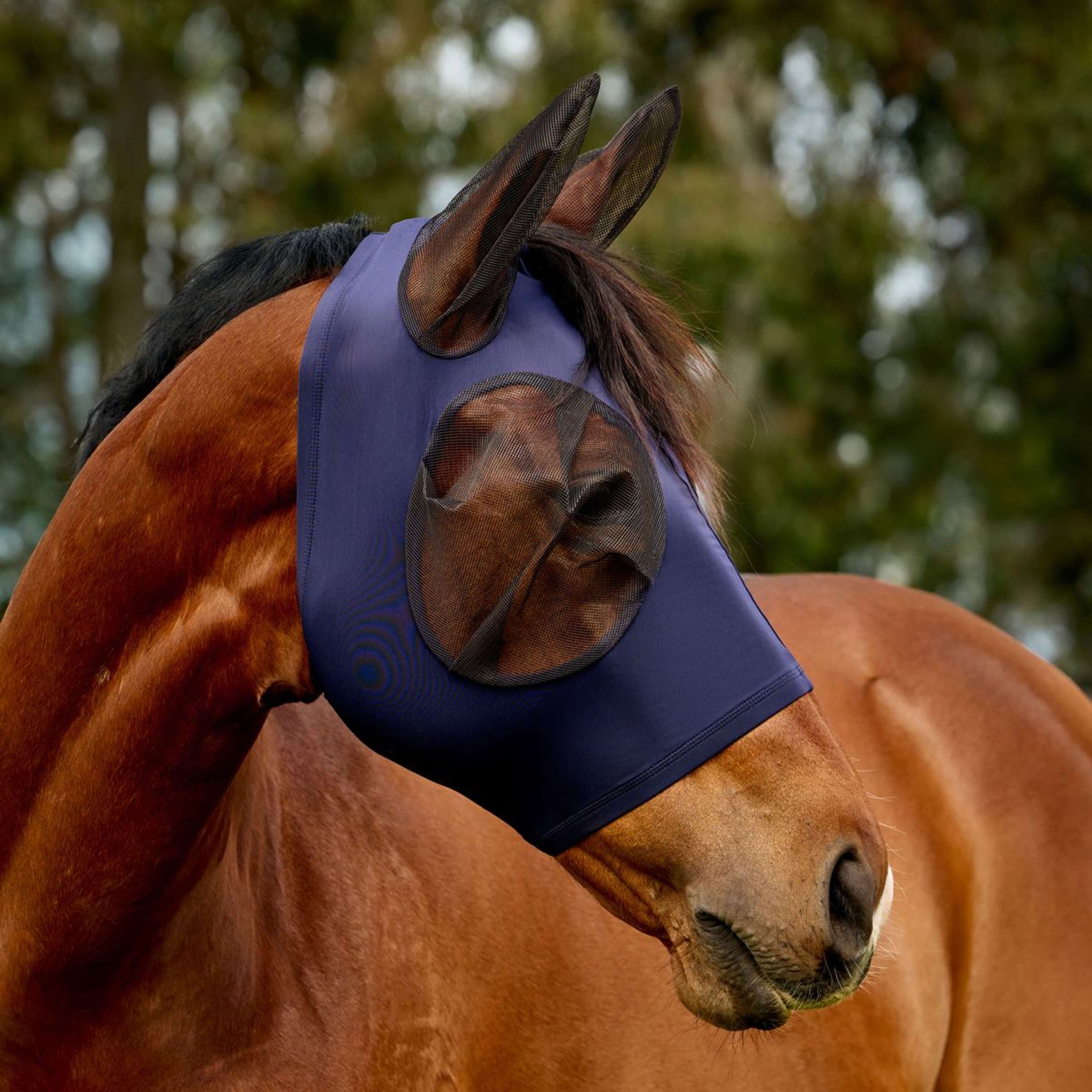 WeatherBeeta Fly Mask ComFiTec Deluxe Stretch with Ears Navy/Black