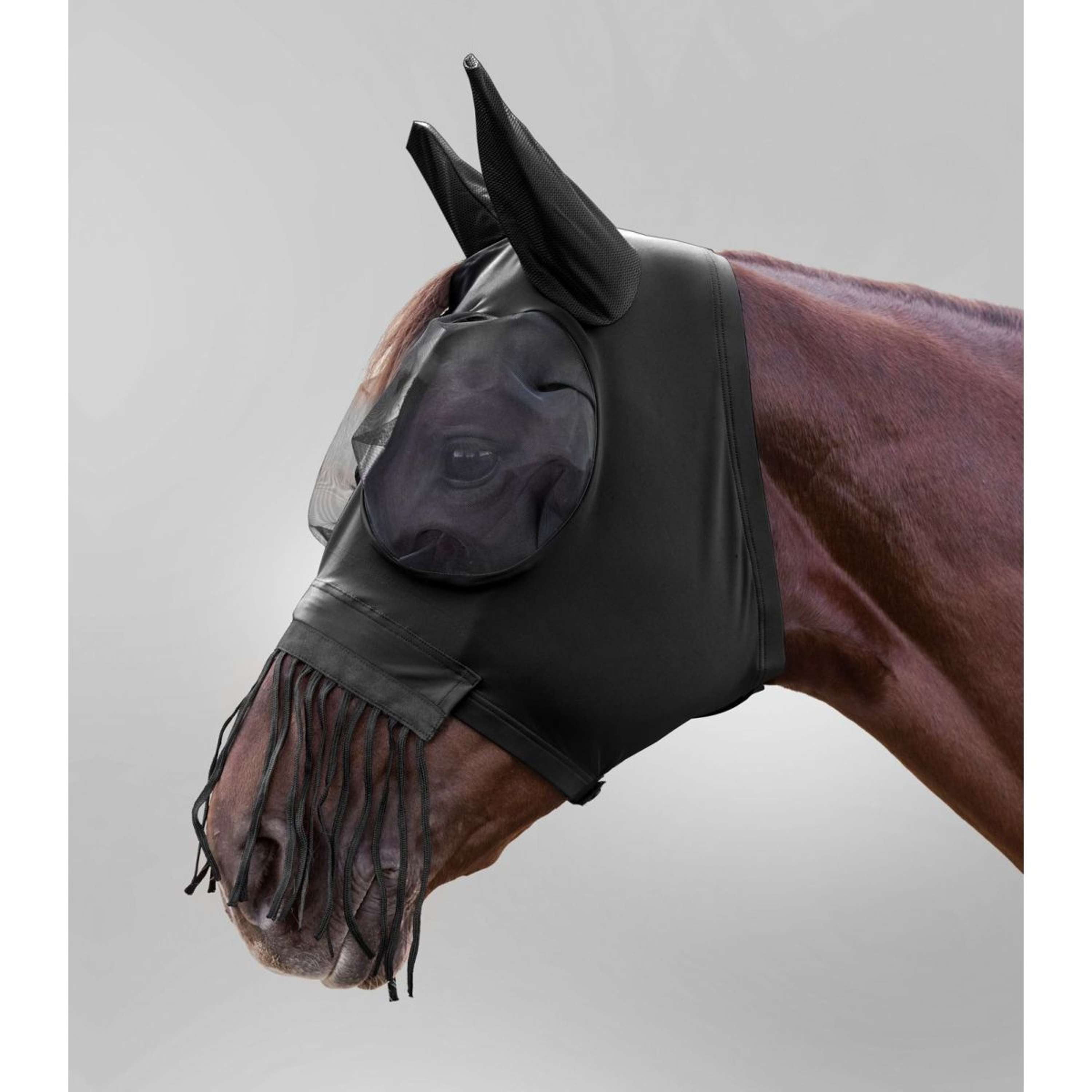 Waldhausen Fly Mask Puck with Nose Frills Black